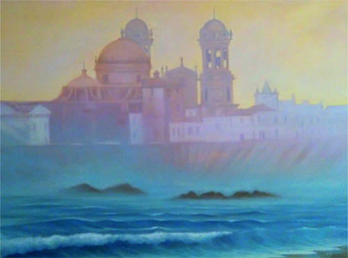La imagen Catedral de Cadiz está hecha de pintura al óleo sobre lienzo